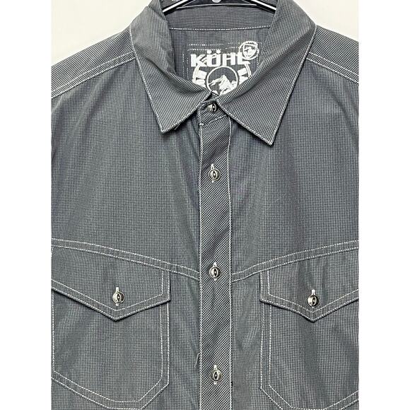 Kühl Men’s M Gray Black Mini Check Long Sleeve Button Front Casual Dress Shirt - Picture 7 of 7